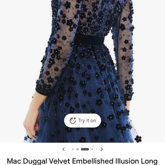 Mac Duggal Tea Length Gown, Midnight Blue sz 14 - Picture 8 of 9